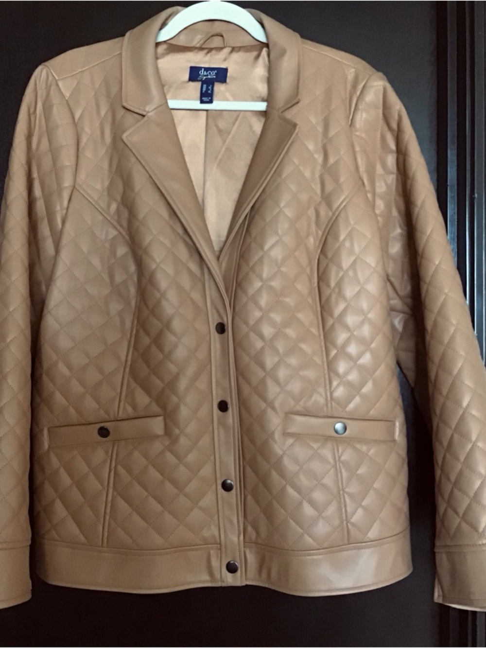 Denim&Co Tan Quilted Faux Leather Jacket